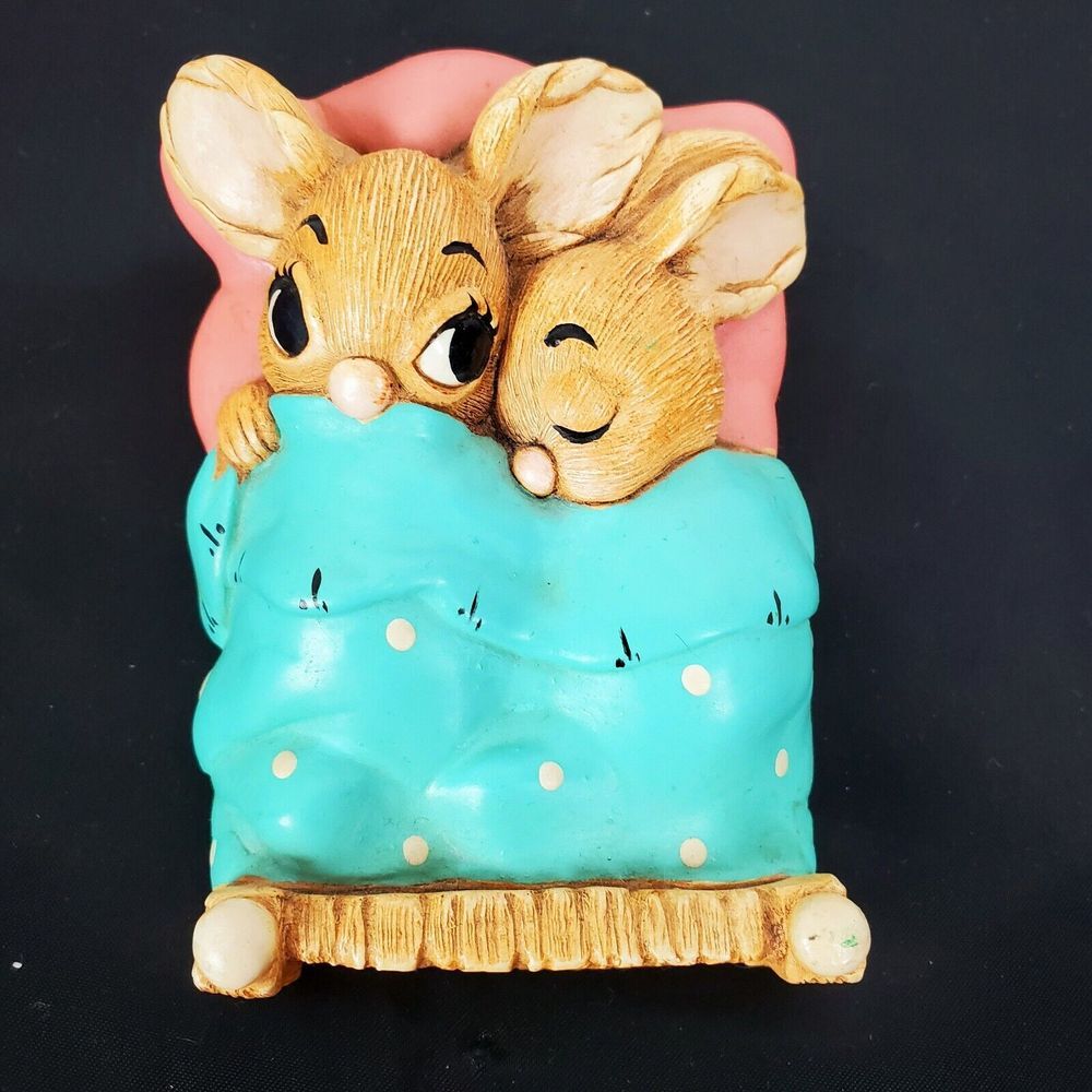 Vintage Pendelfin Rabbit‎ Twins Blue Hand Painted Made in England Easter GUC